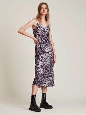 AllSaints Pink Tierny Leppo Slip Midi Dress